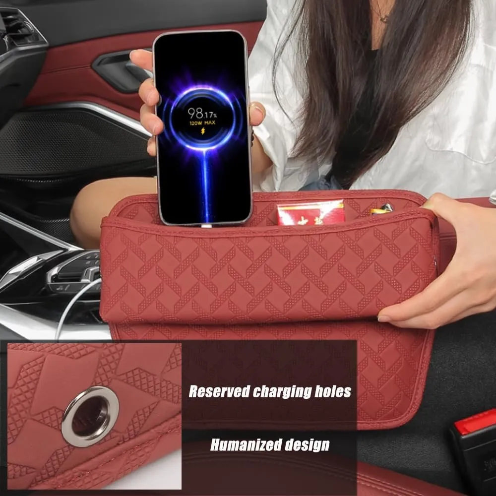 Car Seat Storage Box for Honda Legend/NSX/Prelude/S2000/Stream, Premium Leather Car Storage Box Car Tidy Essentials with USB Charging Hole,D Grey