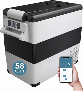 Car Fridge Portable 12 Volt Refrigerator - 58 Quart(55L) Electric Cooler with AC/DC for Truck RV Van Camper, Car Refrigerator Freezer for Camping Boat Travel, APP Control, -4~68°F
