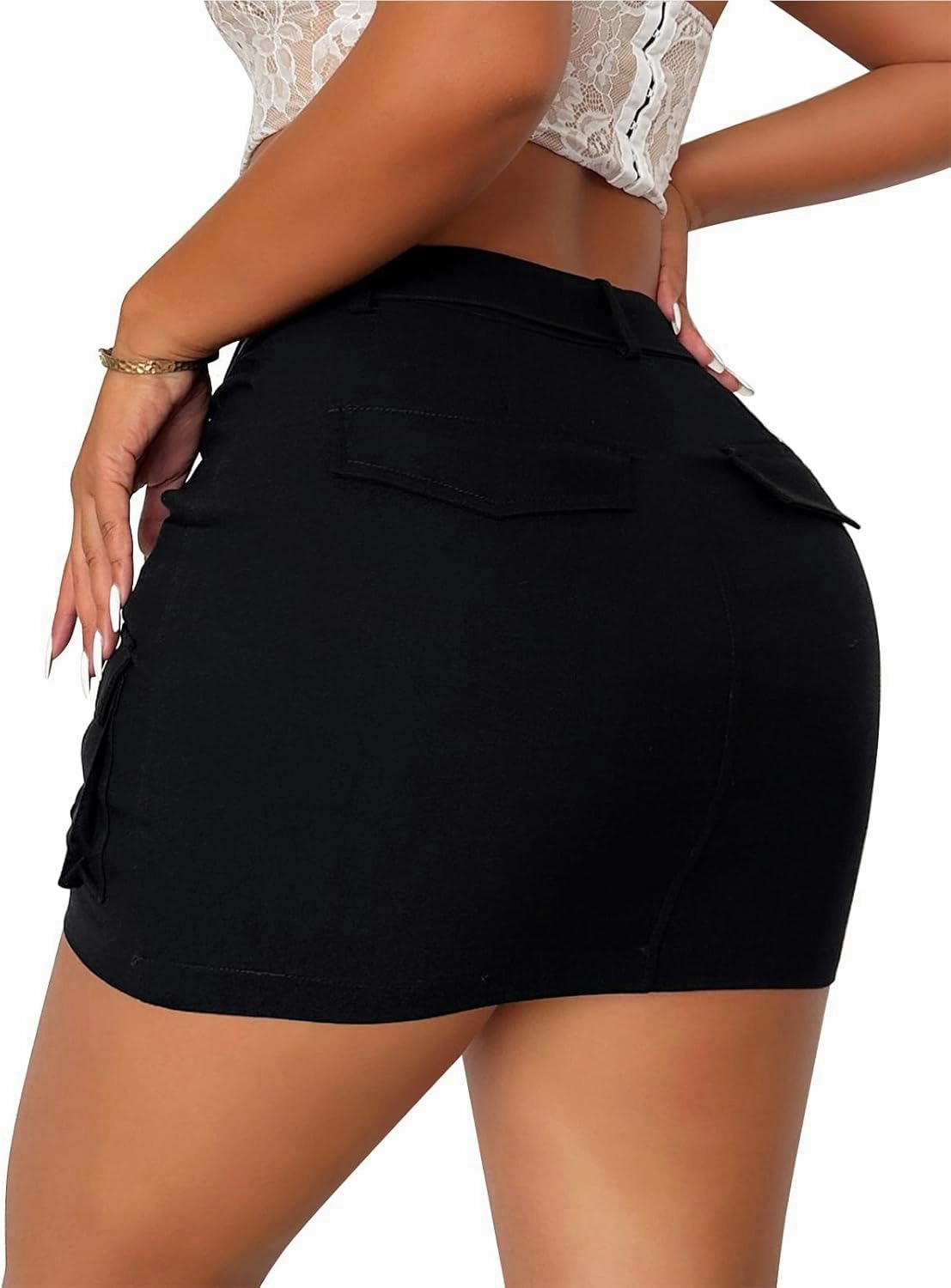 Cargo Skirts for Women Low Waist Button Mini Skirt with Pockets