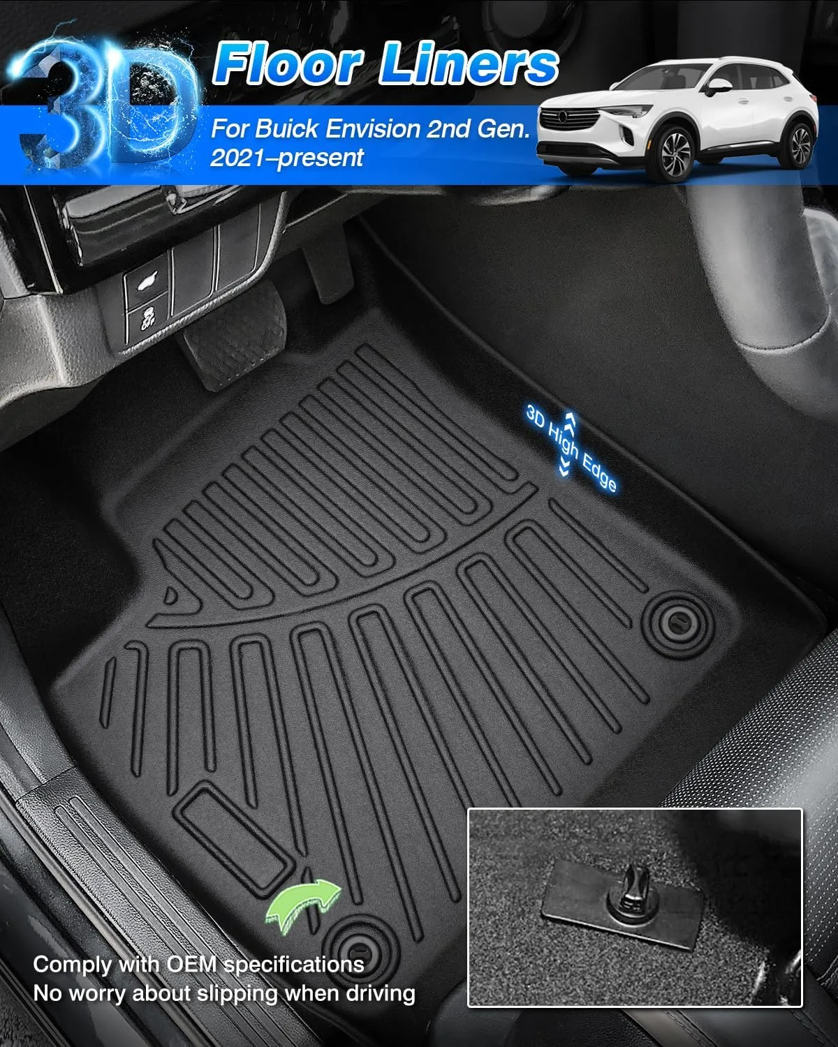 Cartist Floor Mats and Cargo Liner Fit for Buick Envision 2021 2022 2023 2024 2025 All Weather Floor Mat Buick Envision Accessories Heavy Duty Carpet Protection