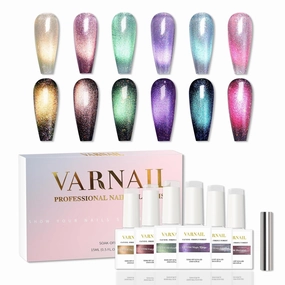 Cat Eye Gel Polish Kit 6 Colors, 15ML Glitter 9D Holographic Gel Polish with Magnet, Soak off U V Light Gel Nail Polish Set, Salon Magnetic Gel Nail Polish (Firefly Forest)