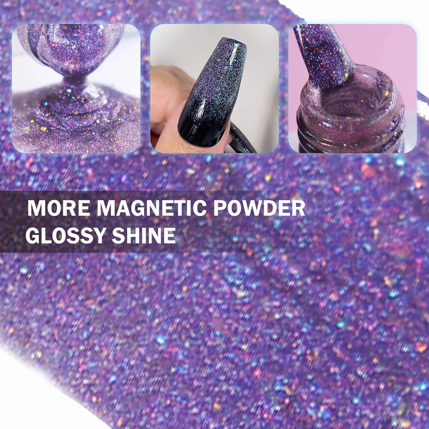 Cat Eye Gel Polish Kit 6 Colors, 15ML Glitter 9D Holographic Gel Polish with Magnet, Soak off U V Light Gel Nail Polish Set, Salon Magnetic Gel Nail Polish (Firefly Forest)