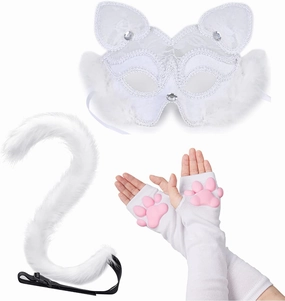 Cat Paw Thigh High Socks Golves, Cute Soft 3D Toe Beans Socks Mittens Kitten Claw Pad Socks for Girl Women Cosplay Set…