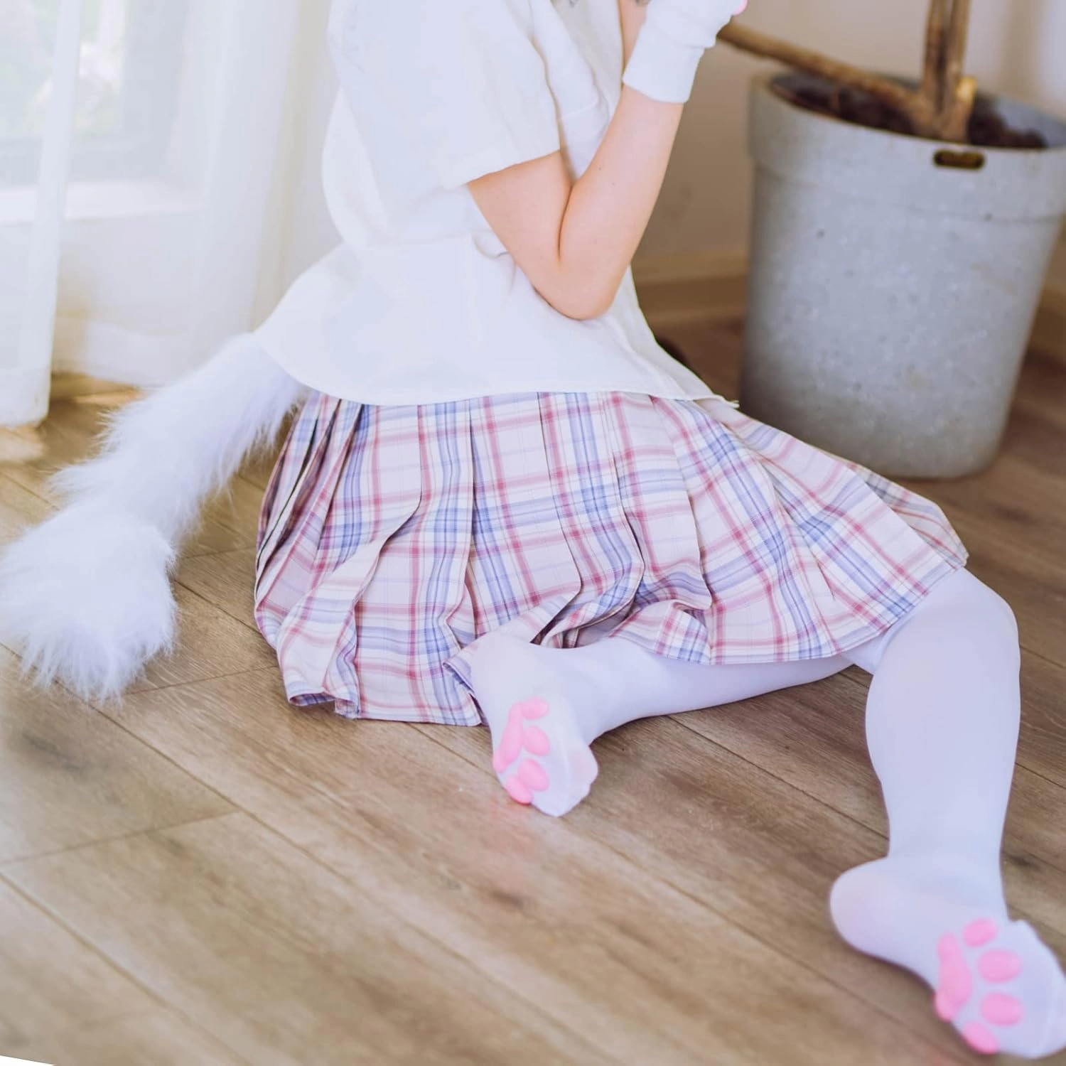 Cat Paw Thigh High Socks Golves, Cute Soft 3D Toe Beans Socks Mittens Kitten Claw Pad Socks for Girl Women Cosplay Set…
