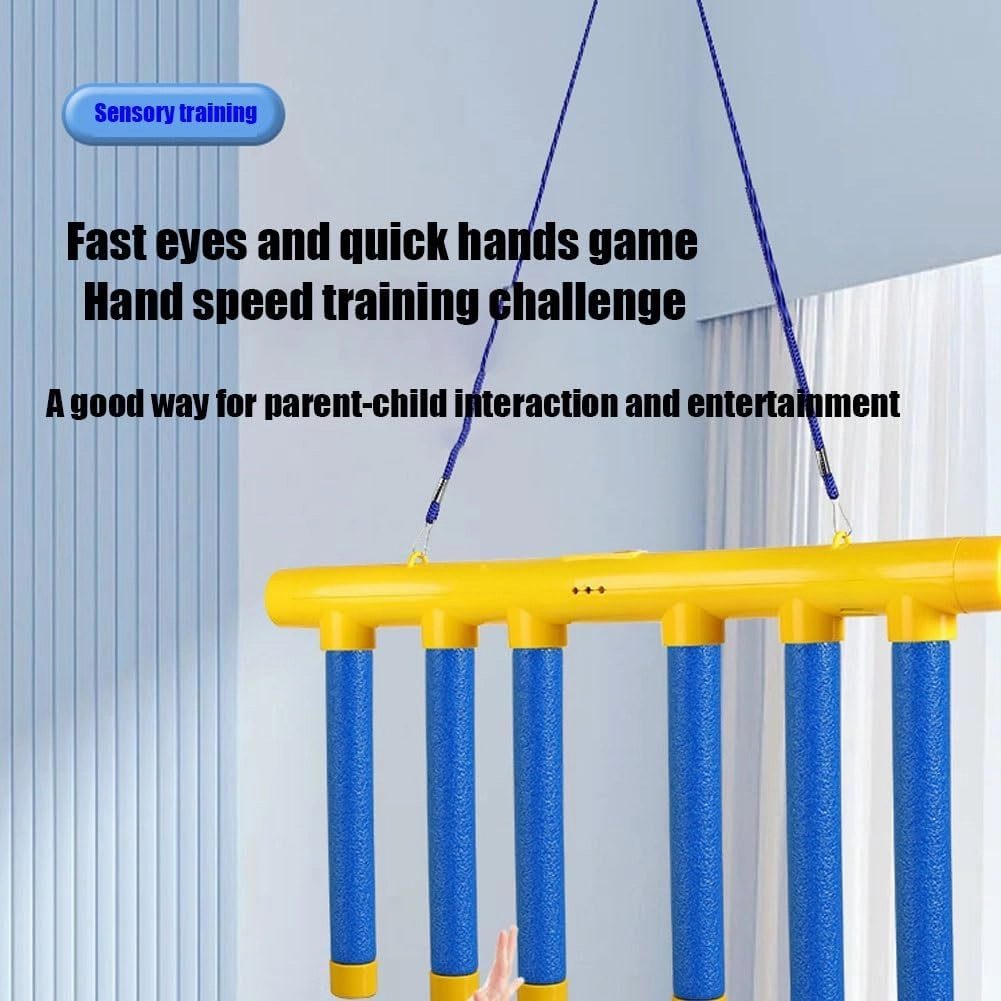 Catch the Stick Game, Upgrade Reflex Drop Sticks Challenge Game, Coordination Training Toy, Hand Eye Coordination Reaction Training Toy, Falling Catching for Kids Adults(Yellow glow,No Remote Control)