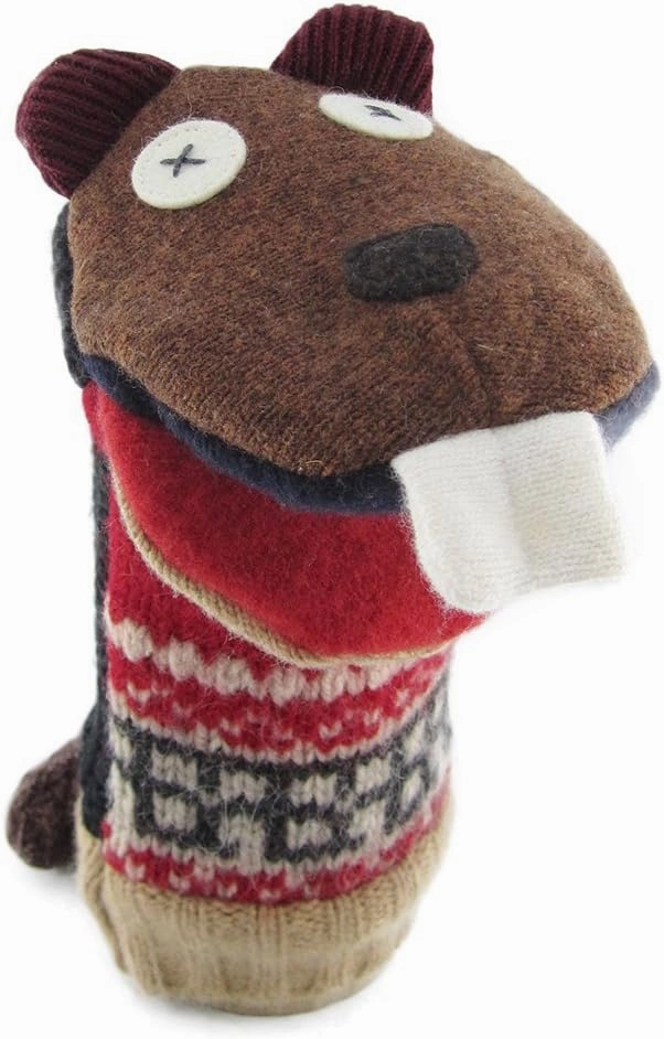 Cate & Levi - Puppets for Kids, Adults and Toddlers - Premium Reclaimed Wool - Handmade in Canada - Machine Washable (Beaver)