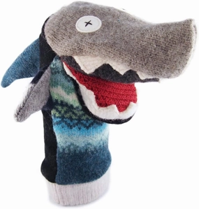 Cate and Levi - Baby Shark Boy Gift - Hand Puppet - Premium Reclaimed Wool - Handmade in Canada - Machine Washable (Shark)