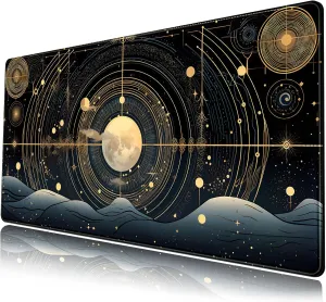 Celestial Constellations Desk Pad Black Gold XXL Gaming Mousepad & Keyboard Mat 31.5''X15.7'' Desk Decor
