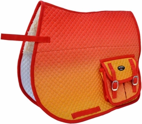 CHALLENGER Horse English Quilted Fur Padded All-Purpose Saddle Pad Ombre w/Pockets 72162