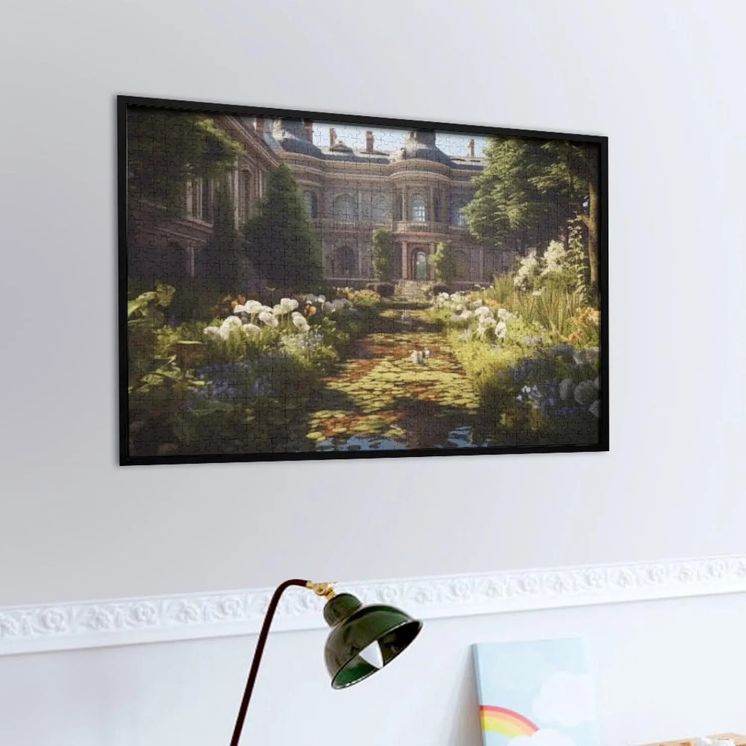 Challenging Puzzle Perfect for Game Nights-Grand Estate with A Flower - Lined Waterway and Historic Architecture-1000 PCS Puzzles for Adults