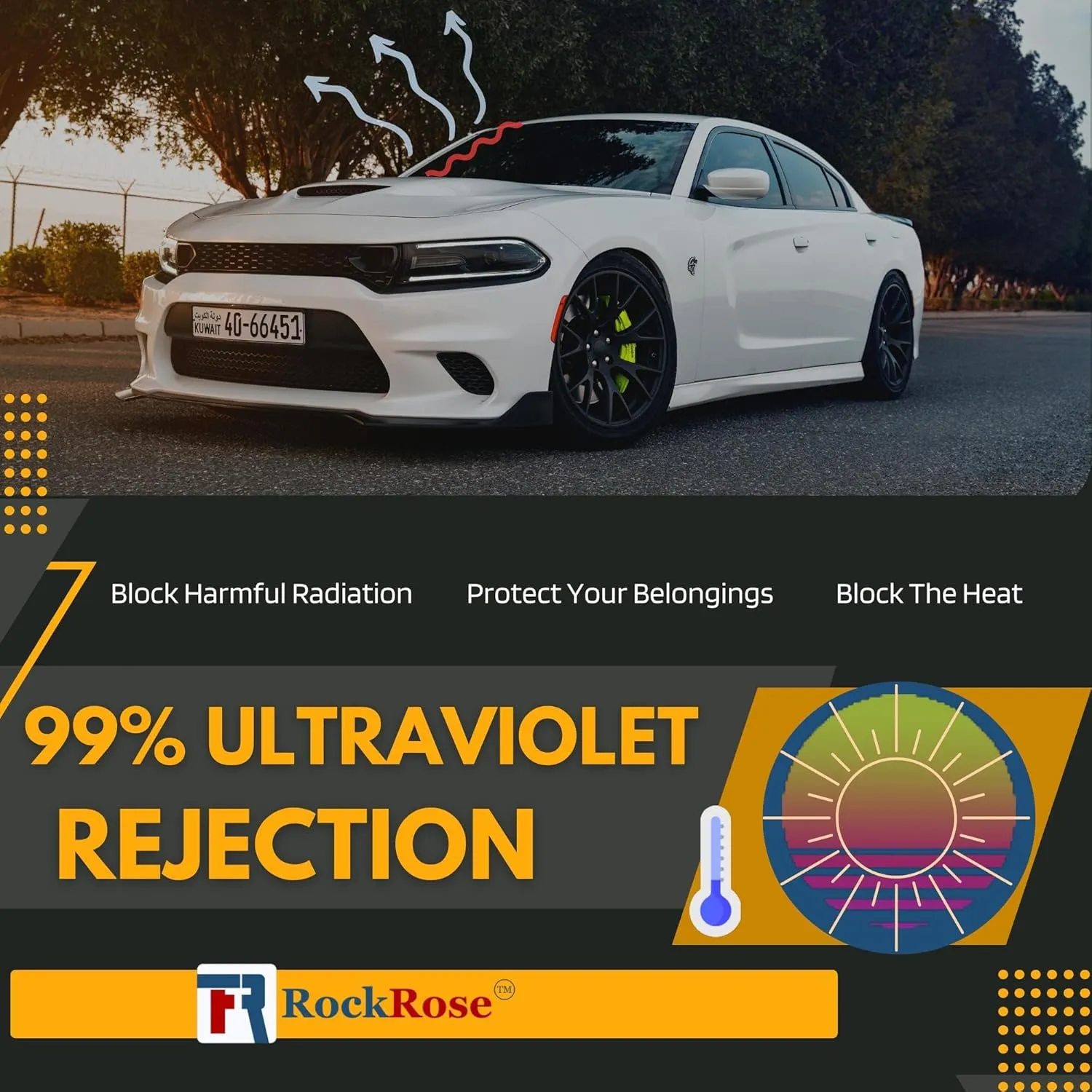 Charcoal 2PLY Nano Ceramic 5% VLT Car Tint 40 in x 5 FT Professional Window Tint Heat, UV 99%, and IRR 85% to 90% Tint for Cars or Building Adhesive Film Easy Shrink, Plotter Friendly