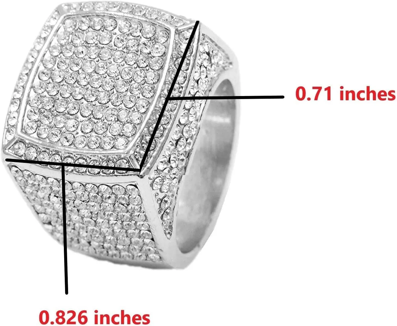 Charles Raymond Bling-ed Out Round Luxury Mens Watch w/Bling-ed Out Cuban Bracelet and Iced King Ring Set - L0504 BR 3pc Set