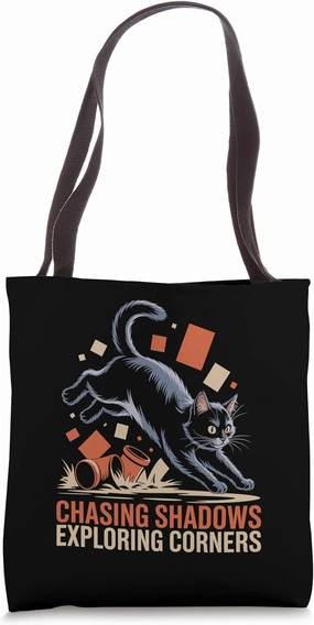 Chasing Shadows Exploring Corners Cat Lover Feline Pet Meow Tote Bag