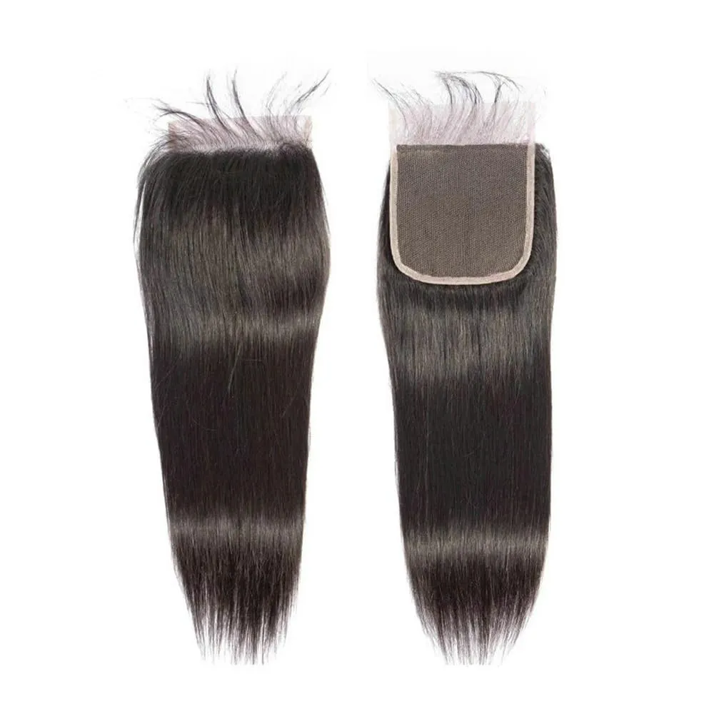 CHEEON 5x5 HD Lace Closure 14in Straight Human Hair Lace Closure Unprocessed Brazilian Virgin Human Hair Free Part Natural Black Color