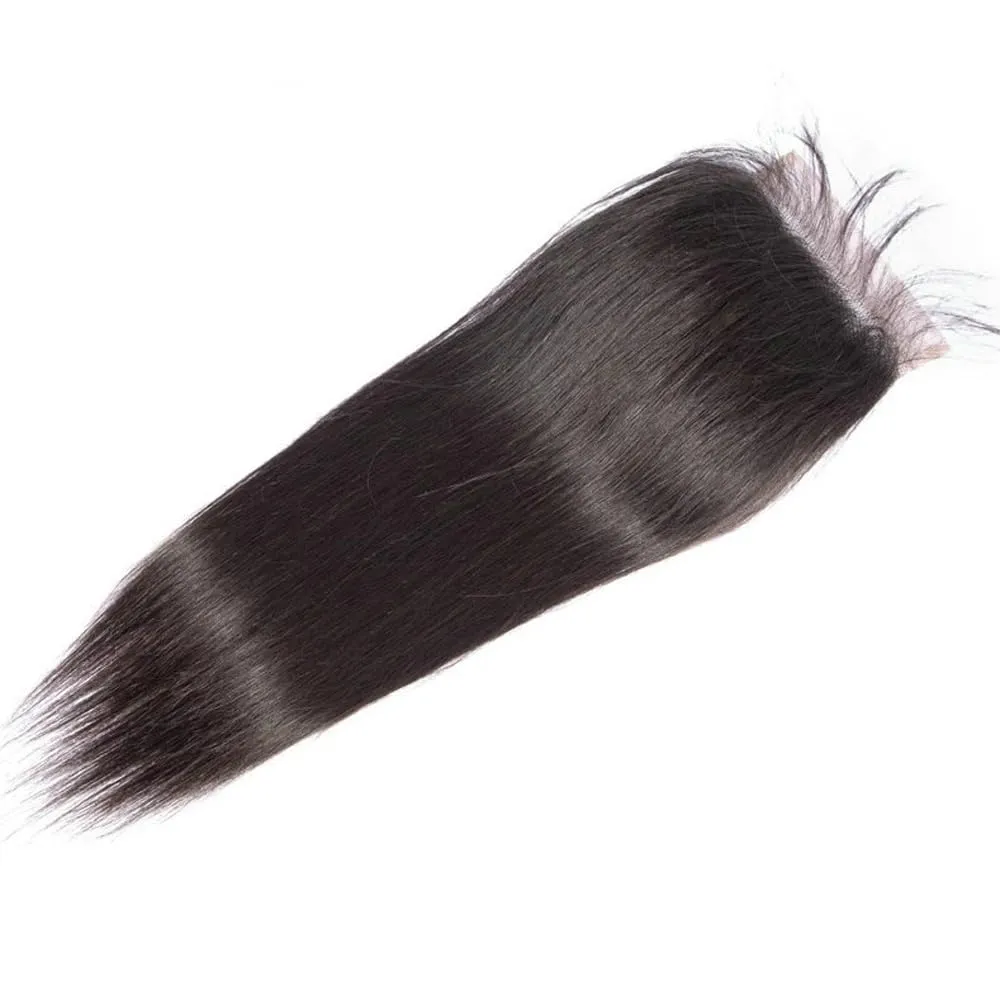CHEEON 5x5 HD Lace Closure 14in Straight Human Hair Lace Closure Unprocessed Brazilian Virgin Human Hair Free Part Natural Black Color