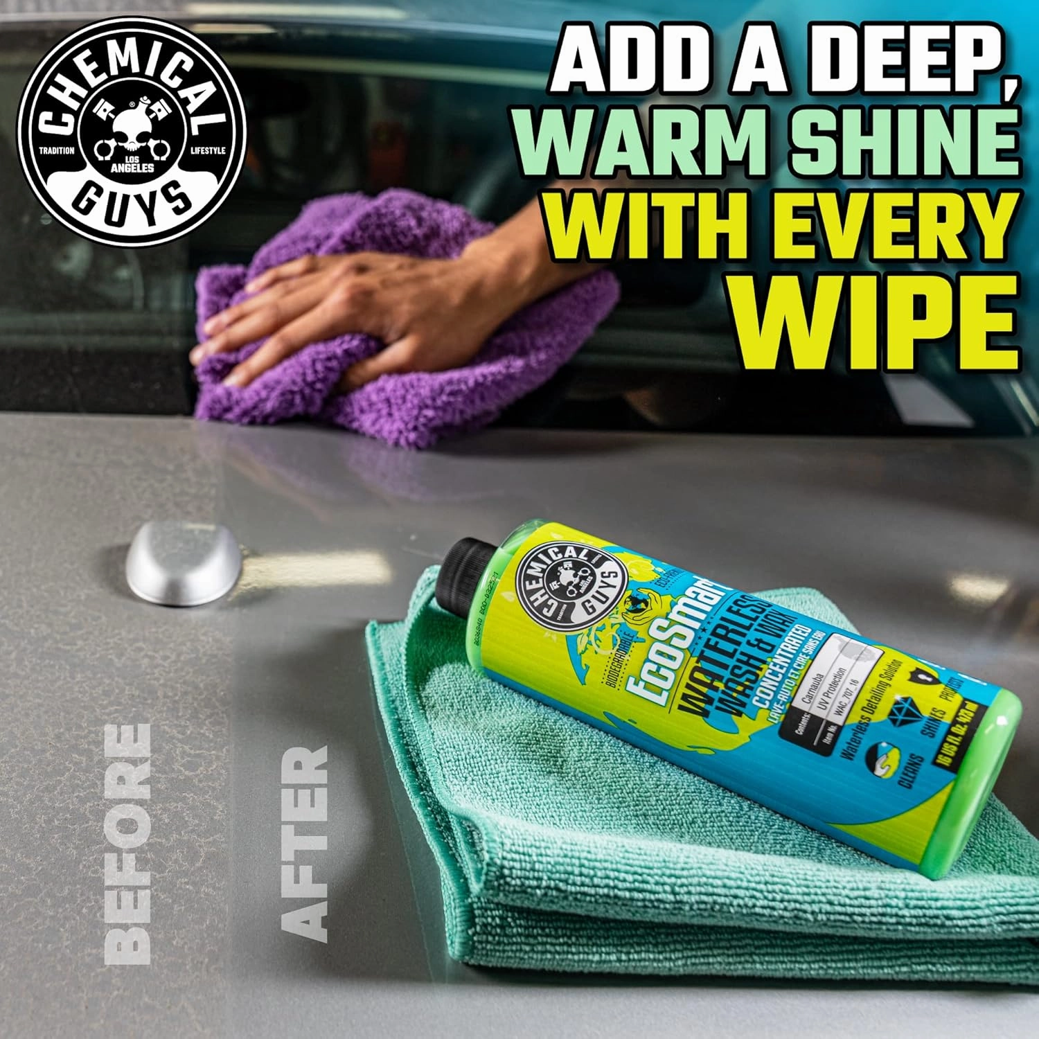 Chemical Guys WAC_707_16 EcoSmart Hyper Concentrated Waterless Car Wash and Wax, Safe for Cars, Trucks, SUVs, Motorcycles, RVs & More, 16 fl oz