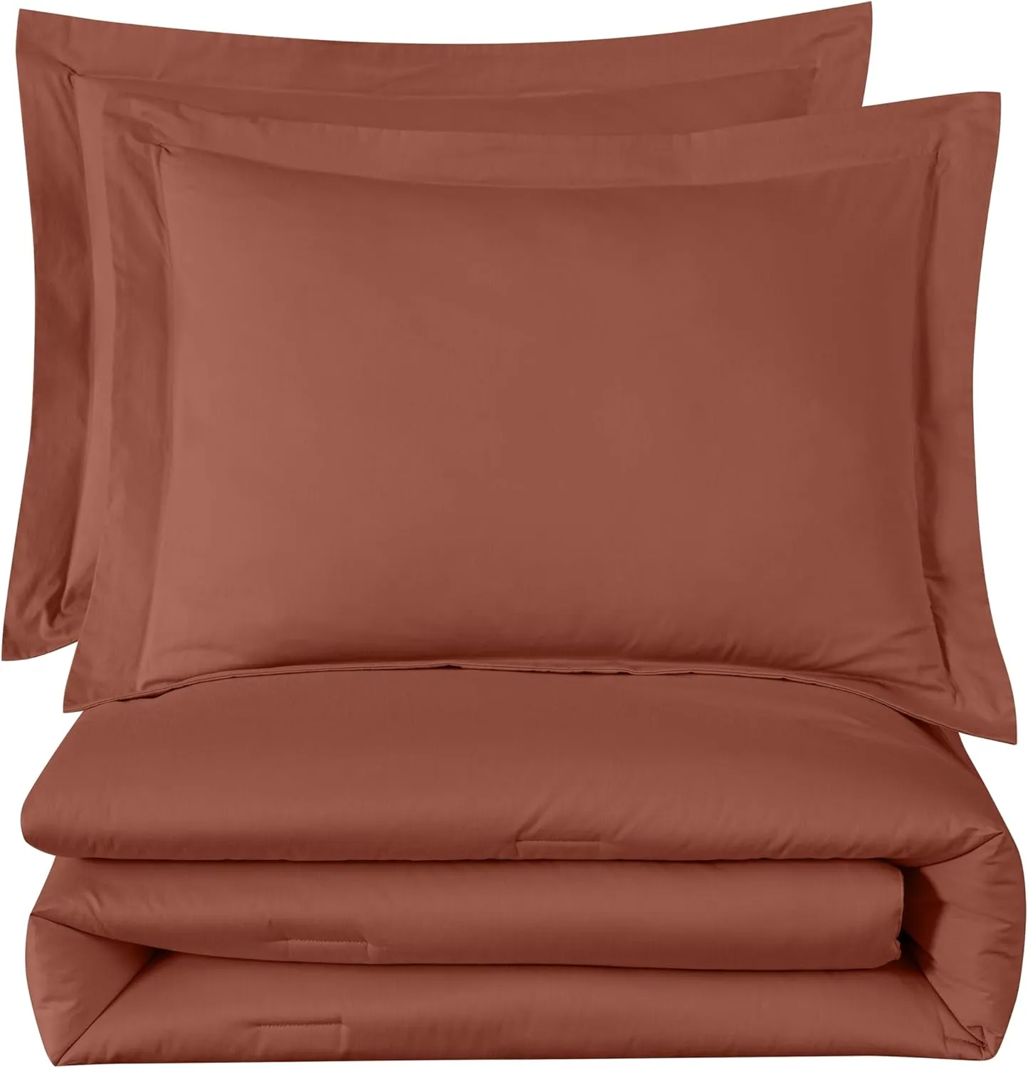 Chezmoi Collection Solid Terracotta Cotton Comforter Set King Size, 3-Piece Luxury Soft Breathable Smooth Cooling 250TC Cotton Twill Lightweight Bedding Comforter for All Season