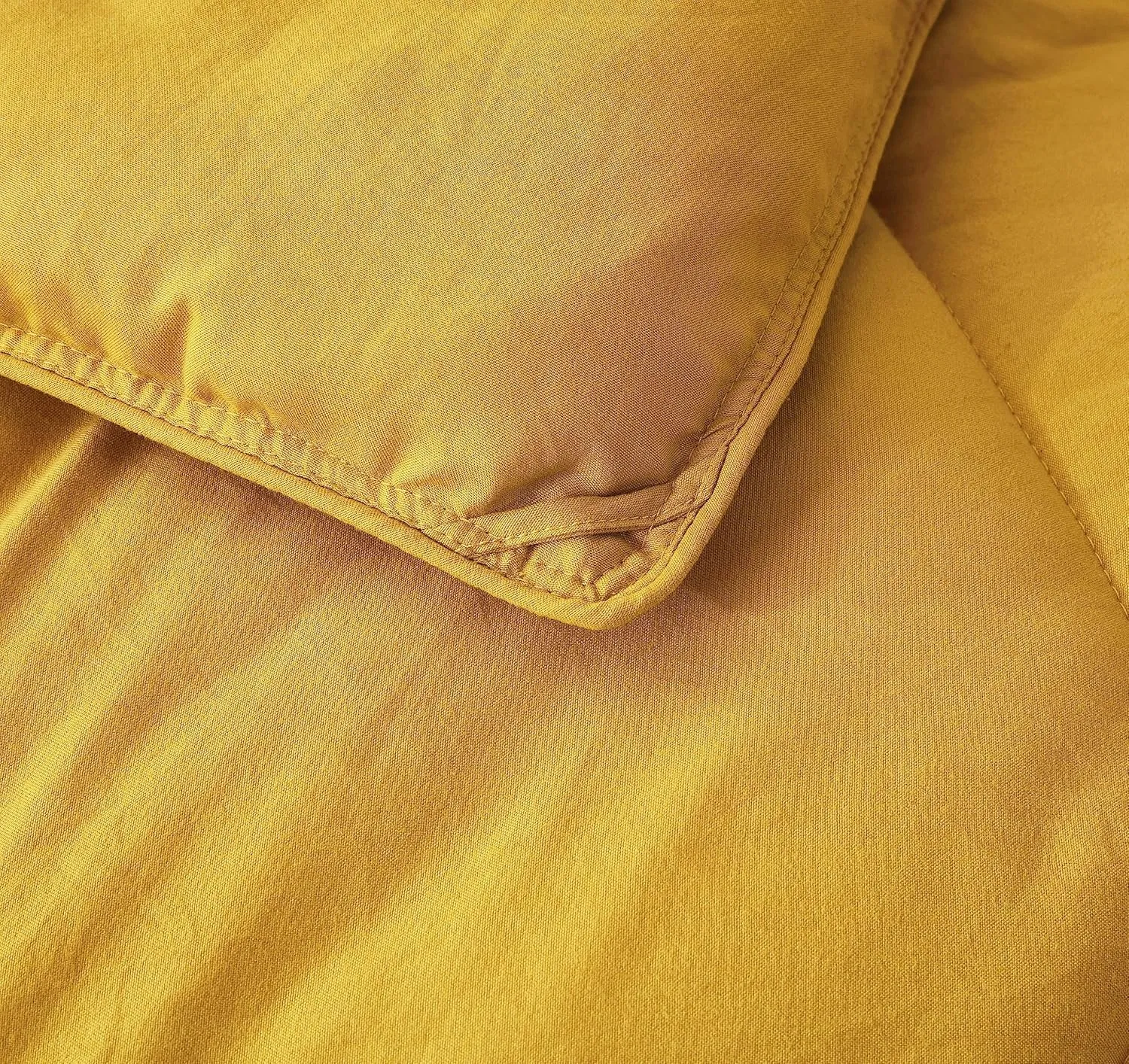 Chezmoi Collection Vero Mustard Yellow Comforter Set Oversized King Size 3-Piece Fluffy Soft Lightweight Bedding Honeycomb Geometric Quilted Stone-Washed Microfiber Comforter Set for All Season