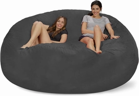 Chill Sack Bean Bag Chair: Giant 8' Memory Foam Furniture Bean Bag - Big Sofa with Soft Micro Fiber Cover - Charcoal