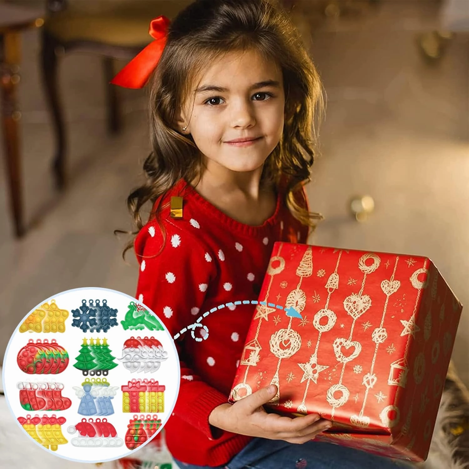 Christmas Mini Push Pop Bubble Fidget Toy, Keychain Bubble Pop Desk Toy, Fidget Keychain Relieve Anxiety Stress Pop Fidget Toy (60pcs)