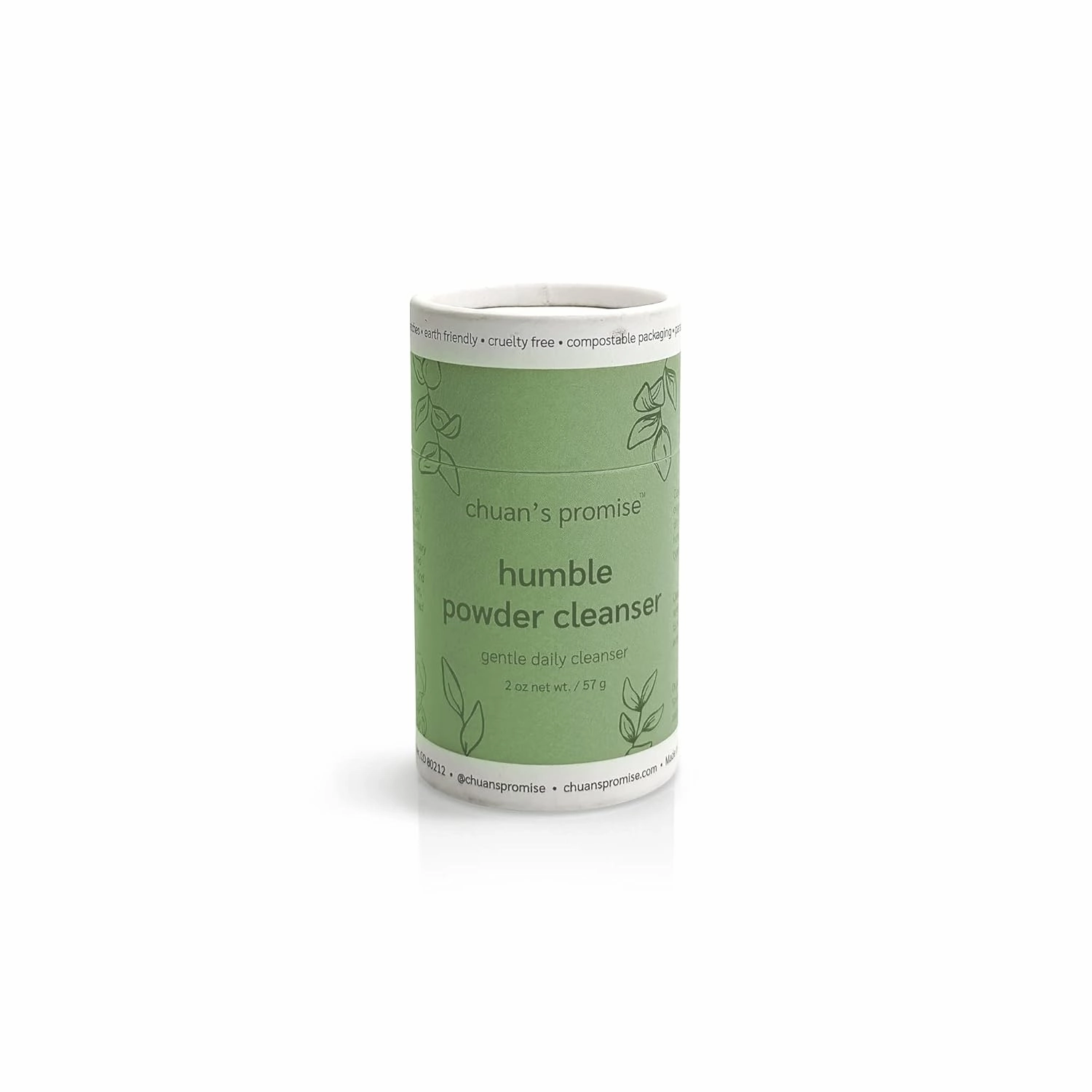 Chuan’s Promise Natural Humble Powder Cleanser, Organic Rice Powder, Kaolin Clay, Exfoliate and Cleanse Skin, Travel Friendly, Eco-Friendly, Plastic-Free, Recyclable Packaging, 3-ounce Tube