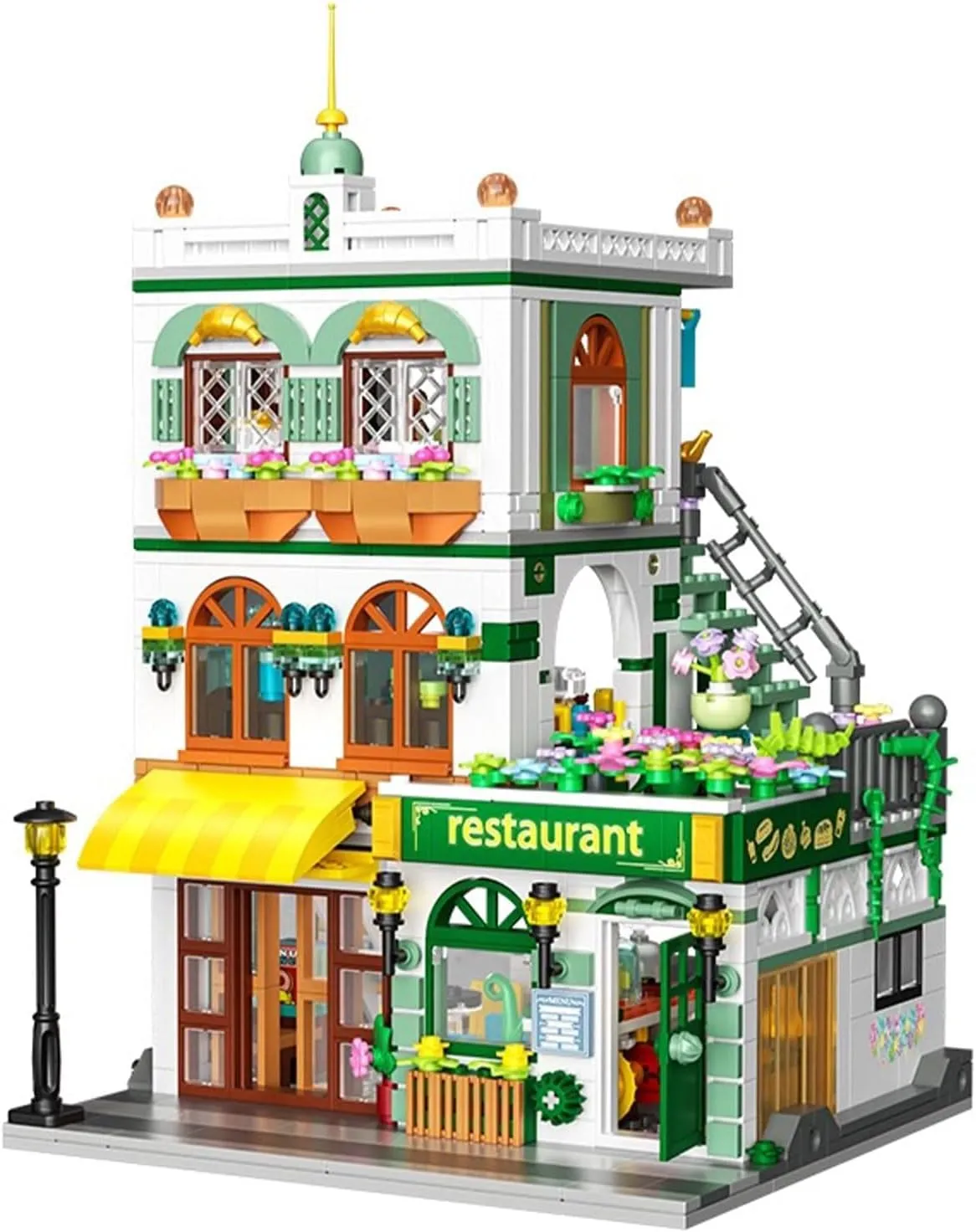 City Restaurant Building Blocks Set for Adults, Dining Hall Street View Modern Building Set with Light, Christmas Birthday Gift for Teens(997 pcs)