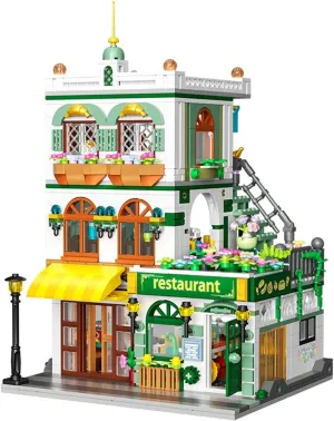 City Restaurant Building Blocks Set for Adults, Dining Hall Street View Modern Building Set with Light, Christmas Birthday Gift for Teens(997 pcs)