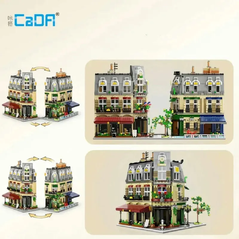 City Street Creator Expert MOC Paris Restaurant Bricks Toy