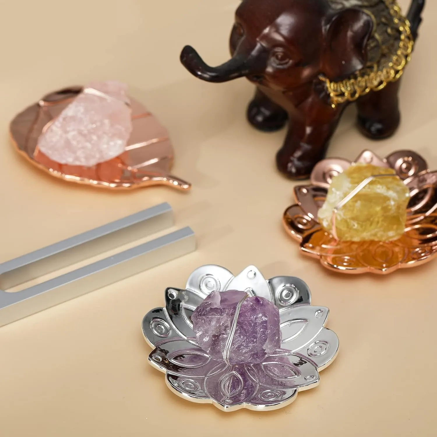 Ckakra Solfeggio Frequencies Tuning Fork with Crystal Kit,Solfeggio Energy Tuners,963hz Crown Chakra,Natural Amethyst,Meditation Gifts for Women,Shiny Silver
