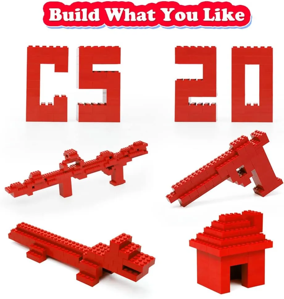 Classic Building Bricks, 200 Piece 2x4 Building Blocks STEM Creative Building Toys Compatible with All Major Brands, MOC Building Bricks DIY Play Set for Kids Age 6  (Red)