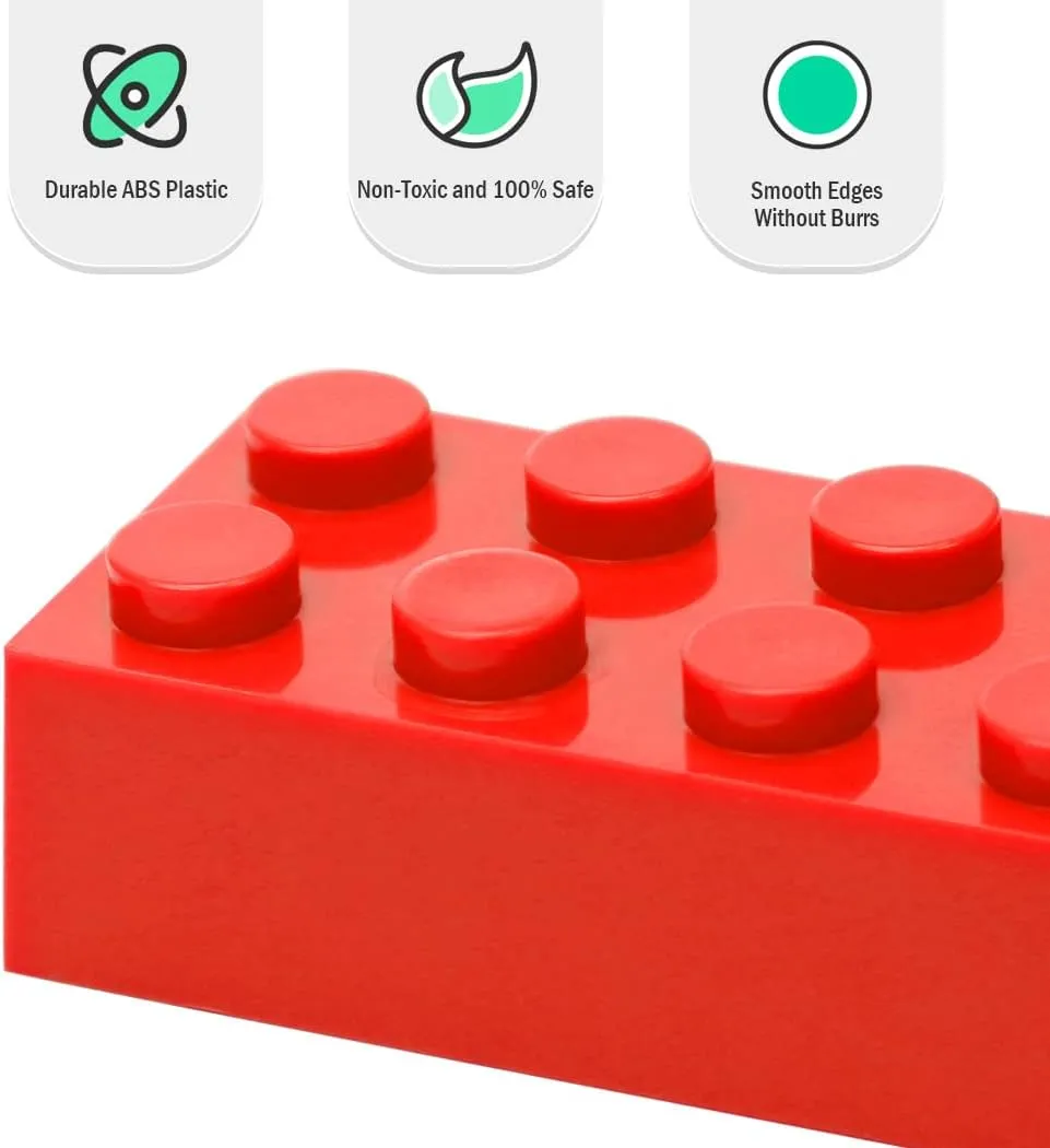 Classic Building Bricks, 200 Piece 2x4 Building Blocks STEM Creative Building Toys Compatible with All Major Brands, MOC Building Bricks DIY Play Set for Kids Age 6  (Red)
