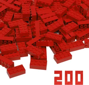 Classic Building Bricks, 200 Piece 2x4 Building Blocks STEM Creative Building Toys Compatible with All Major Brands, MOC Building Bricks DIY Play Set for Kids Age 6  (Red)