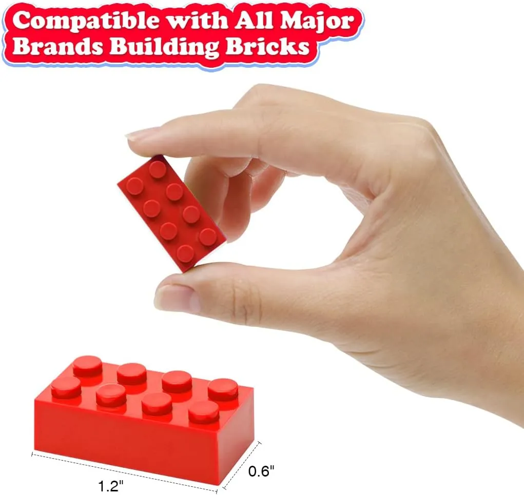 Classic Building Bricks, 200 Piece 2x4 Building Blocks STEM Creative Building Toys Compatible with All Major Brands, MOC Building Bricks DIY Play Set for Kids Age 6  (Red)