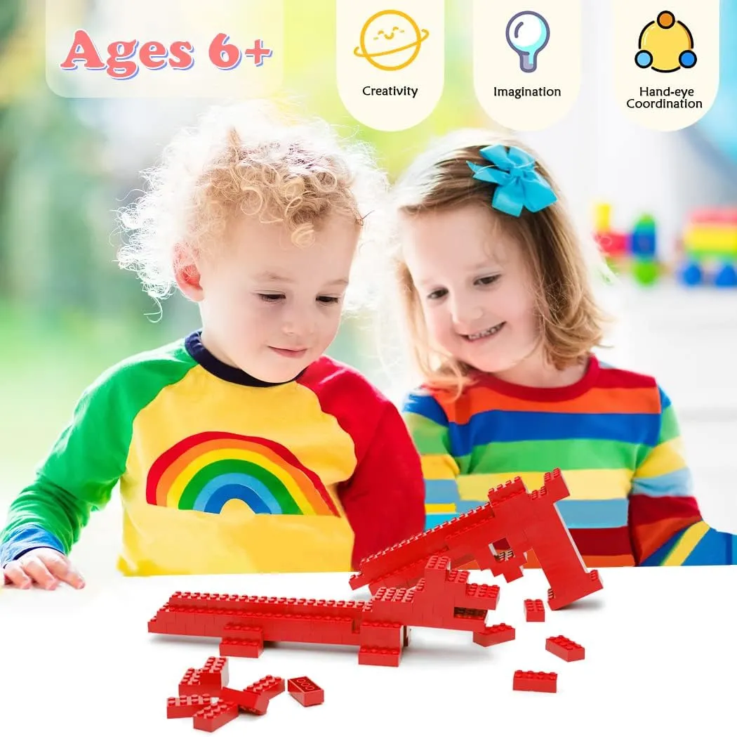 Classic Building Bricks, 200 Piece 2x4 Building Blocks STEM Creative Building Toys Compatible with All Major Brands, MOC Building Bricks DIY Play Set for Kids Age 6  (Red)
