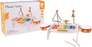 Classic World Toys Wooden Music Table for Kids 6 Instrument Set with Piano, Drums, Bells, Triangle, and Scratchers Toy for Toddlers Ages 18 Months and Up Encourages Creativity and Musical Exploration