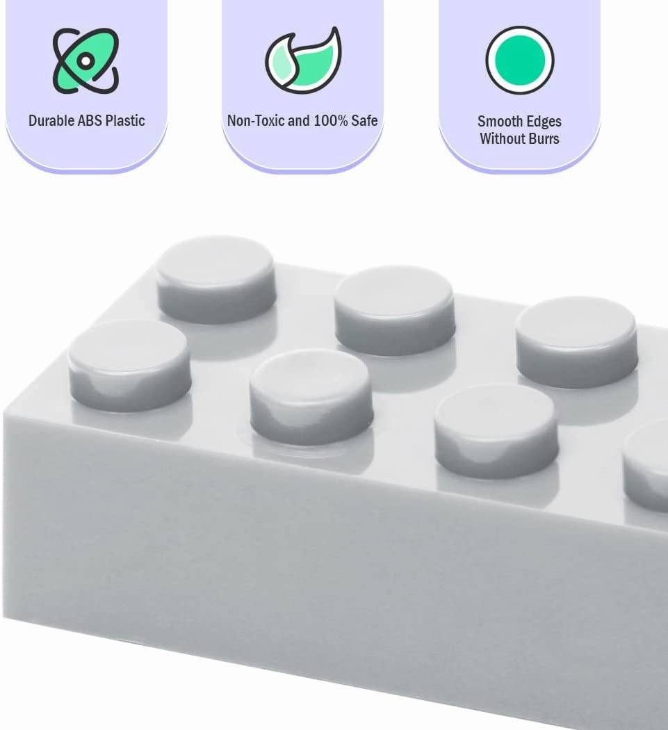 Classic Building Bricks, 200 Piece 2x4 Building Blocks STEM Creative Building Toys Compatible with All Major Brands, MOC Building Bricks DIY Play Set for Kids Age 6  (Light Grey)