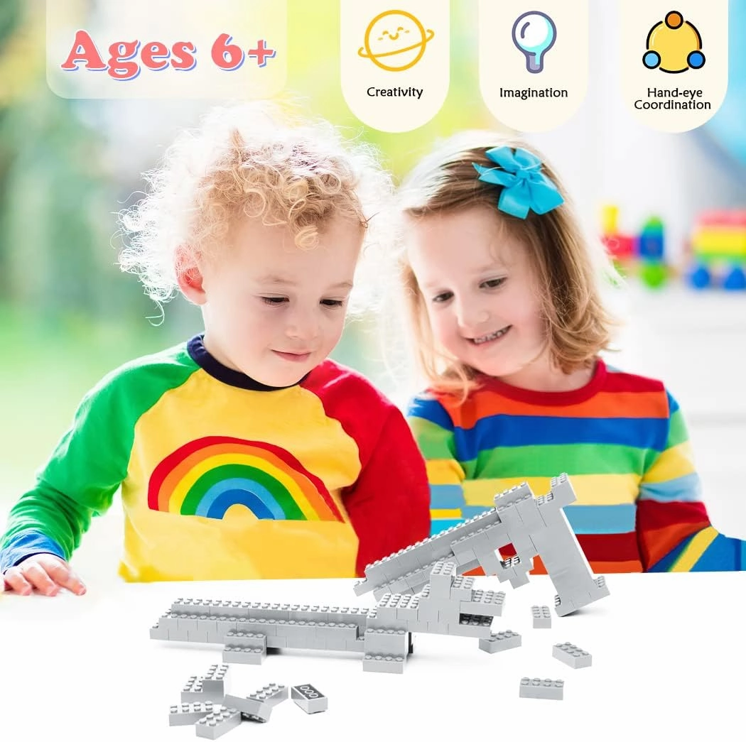 Classic Building Bricks, 200 Piece 2x4 Building Blocks STEM Creative Building Toys Compatible with All Major Brands, MOC Building Bricks DIY Play Set for Kids Age 6  (Light Grey)