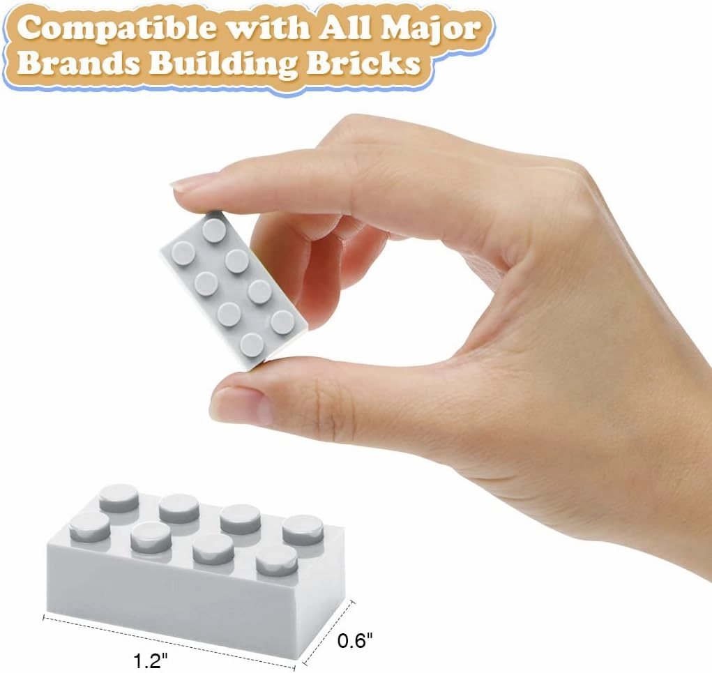 Classic Building Bricks, 200 Piece 2x4 Building Blocks STEM Creative Building Toys Compatible with All Major Brands, MOC Building Bricks DIY Play Set for Kids Age 6  (Light Grey)
