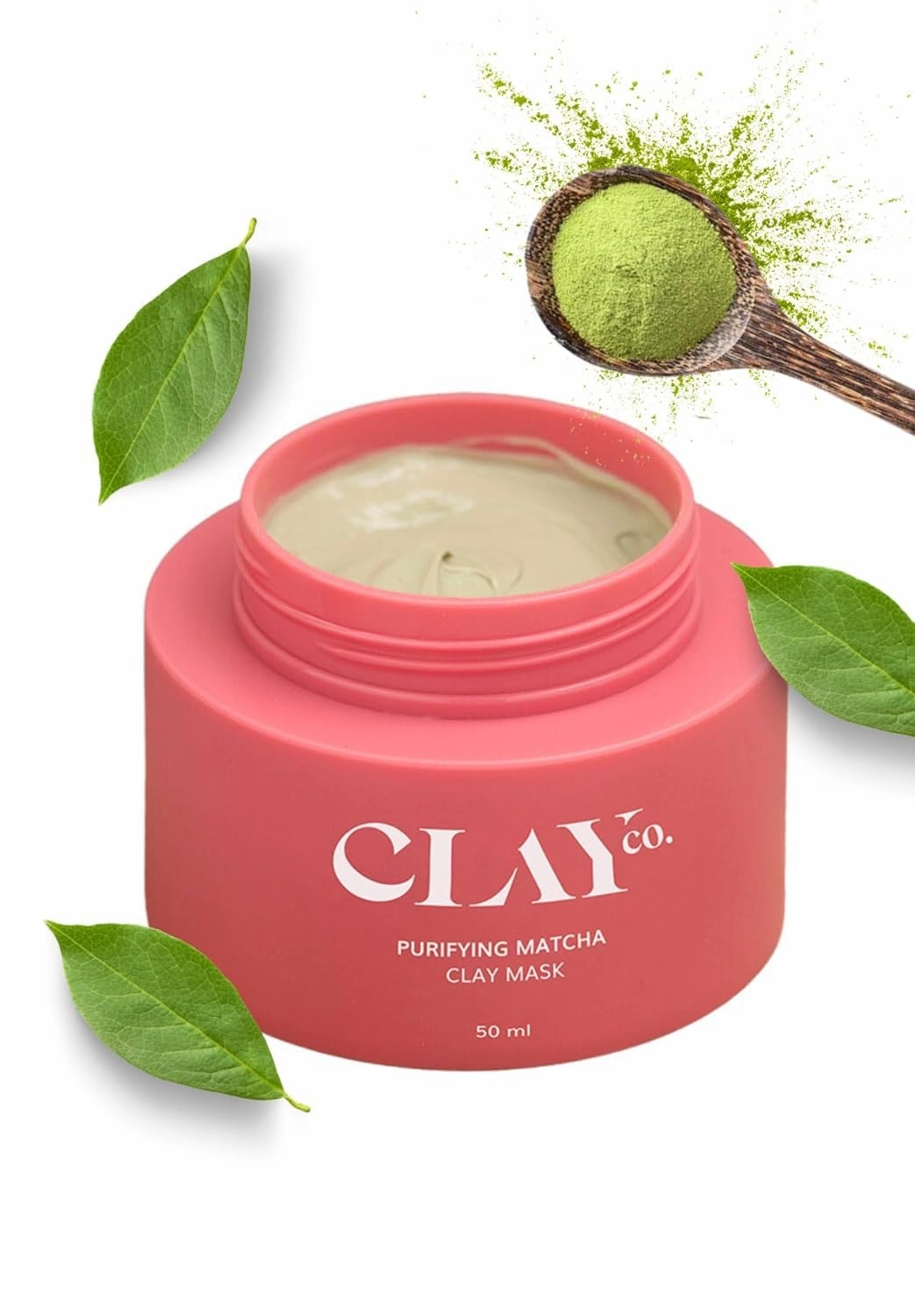 CLAY.CO. Purifying Matcha Clay Face Mask 50 ml | Face Mask For Glowing Skin | Green Tea Mask Absorbs Excess Oil | Japanese Skincare Routine | Vegan
