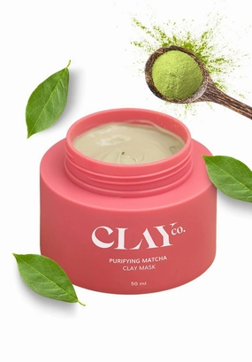 CLAY.CO. Purifying Matcha Clay Face Mask 50 ml | Face Mask For Glowing Skin | Green Tea Mask Absorbs Excess Oil | Japanese Skincare Routine | Vegan