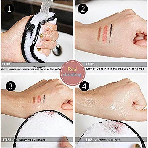 Cleaning Puff,Makeup Remover Towel,Microfiber Pads Remover Soft Towel Face Cleansing Makeup Clear Sponge （White   black   brown） (6)