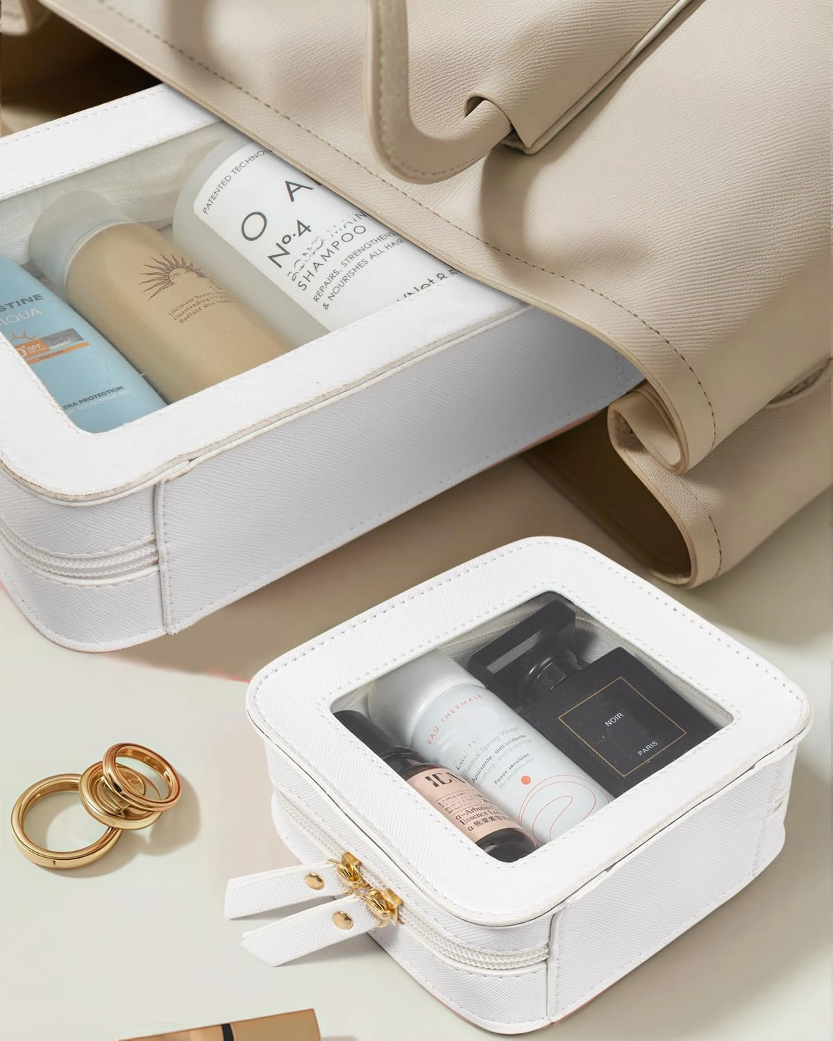 Clear Makeup Bag Set for Women, Travel Makeup Pouch Portable Waterproof Cosmetic Bags with Zipper Clear Toiletry Bag for Traveling Small Make up Pouch for Purse Mini Cosmetic Case Car Organizer Bag ﻿