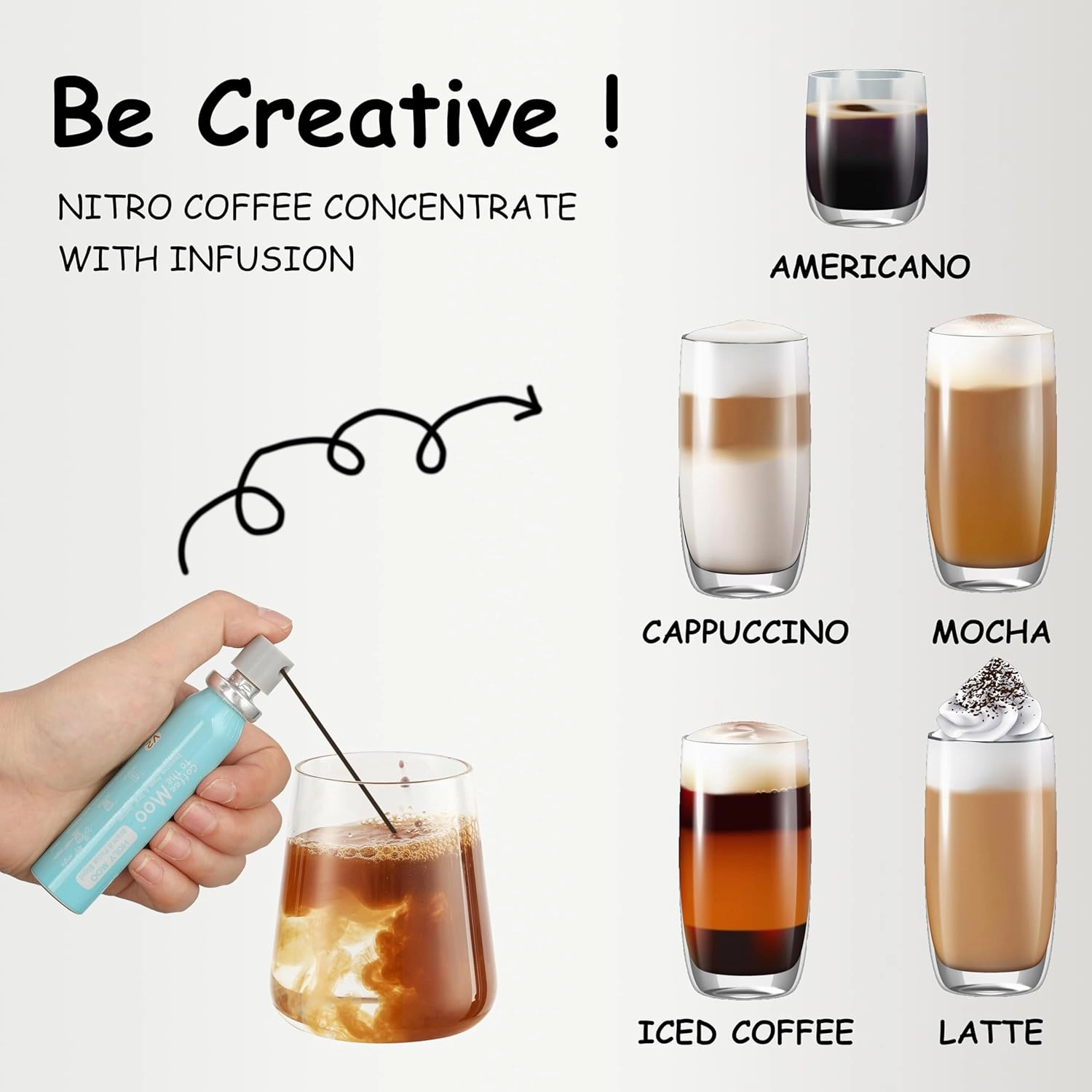Coffee to the Moo Nitro Cold Brew Coffee Concentrate, Mix Pack (KETO, Collagen & Mushroom Coffee), Instant Hot or Iced, Pocket/Purse Sized & Travel Friendly, No Refrigeration, 6 Cups