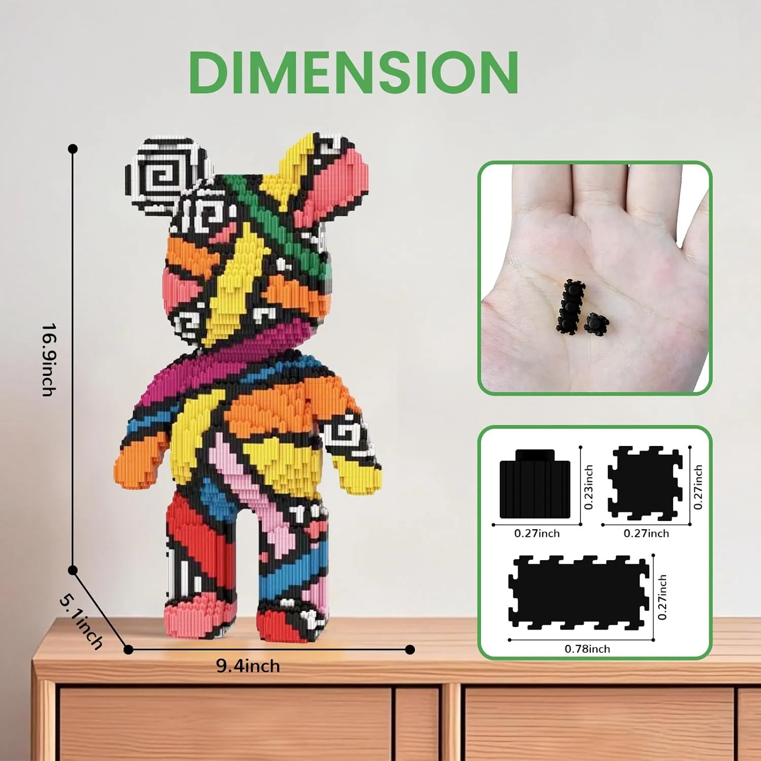 Colored Bandage Bear Building Blocks (5900 PCS), 3D Micro Animal DIY Bear Building Blocks for Adults & Teenager, Creative Toys Ideal Gift for Family & Friends