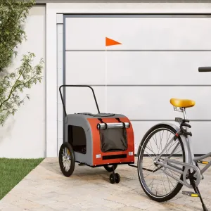 Comfortable Pet Bike Trailer for Joyful Adventures, Lightweight Fabric and Iron, Safe Rides with Your Beloved Pet, Orange and Gray