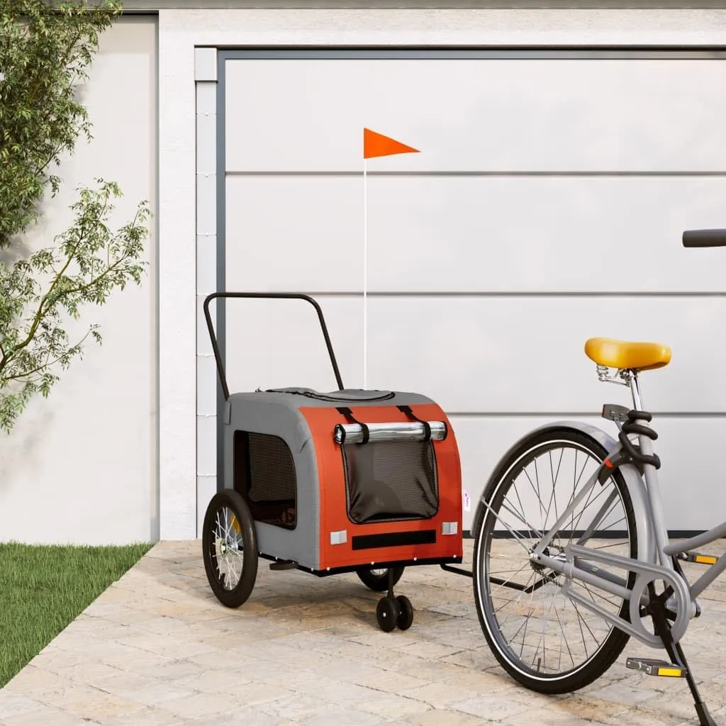 Comfortable Pet Bike Trailer for Joyful Adventures, Lightweight Fabric and Iron, Safe Rides with Your Beloved Pet, Orange and Gray