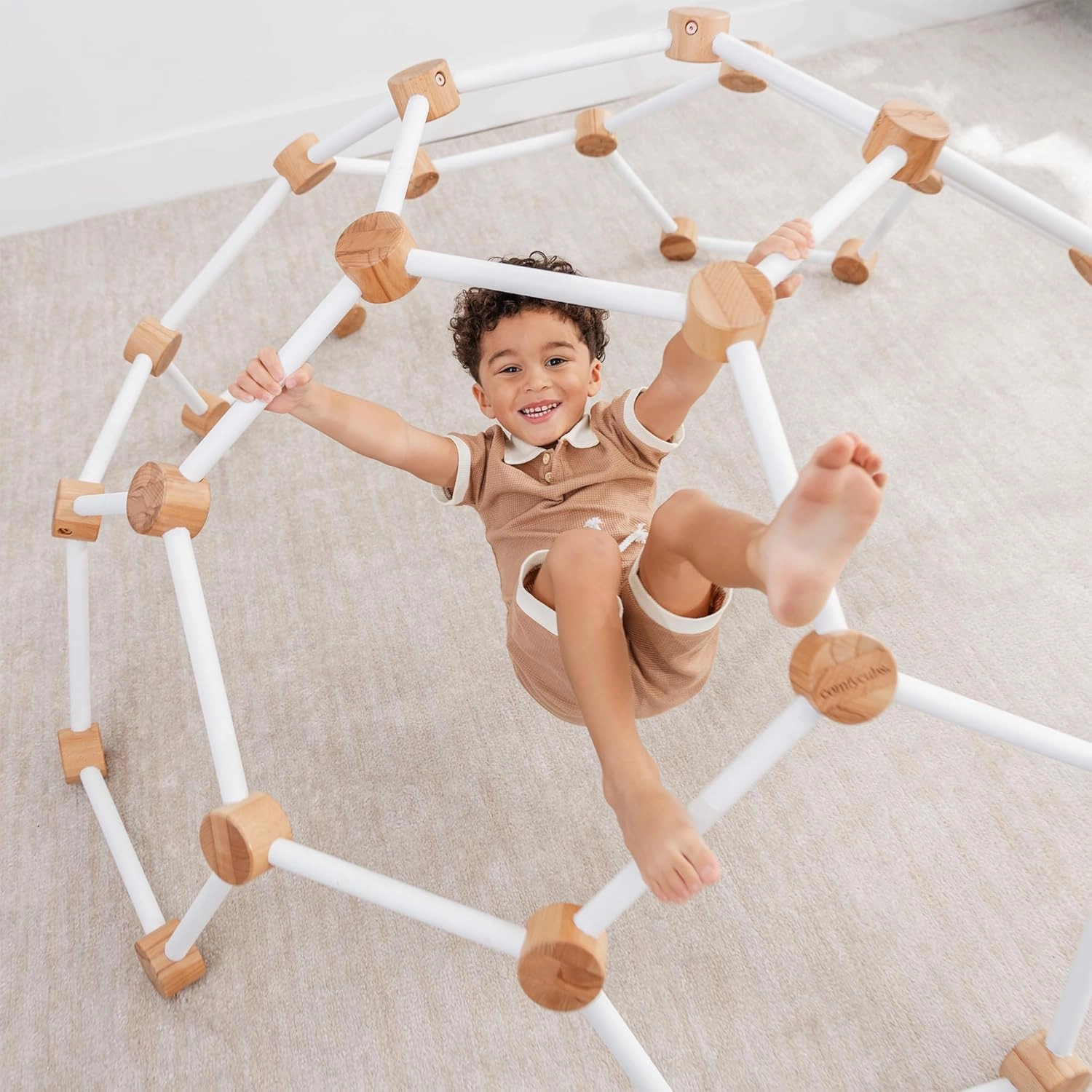 Comfy Cubs Wooden Toddler Play Gym for 3-6 Years Old - Montessori Climber for Kids - Safe Climbing Toy Support up to 120 lbs - Easy to Assemble Kids Climber for Active Play - White