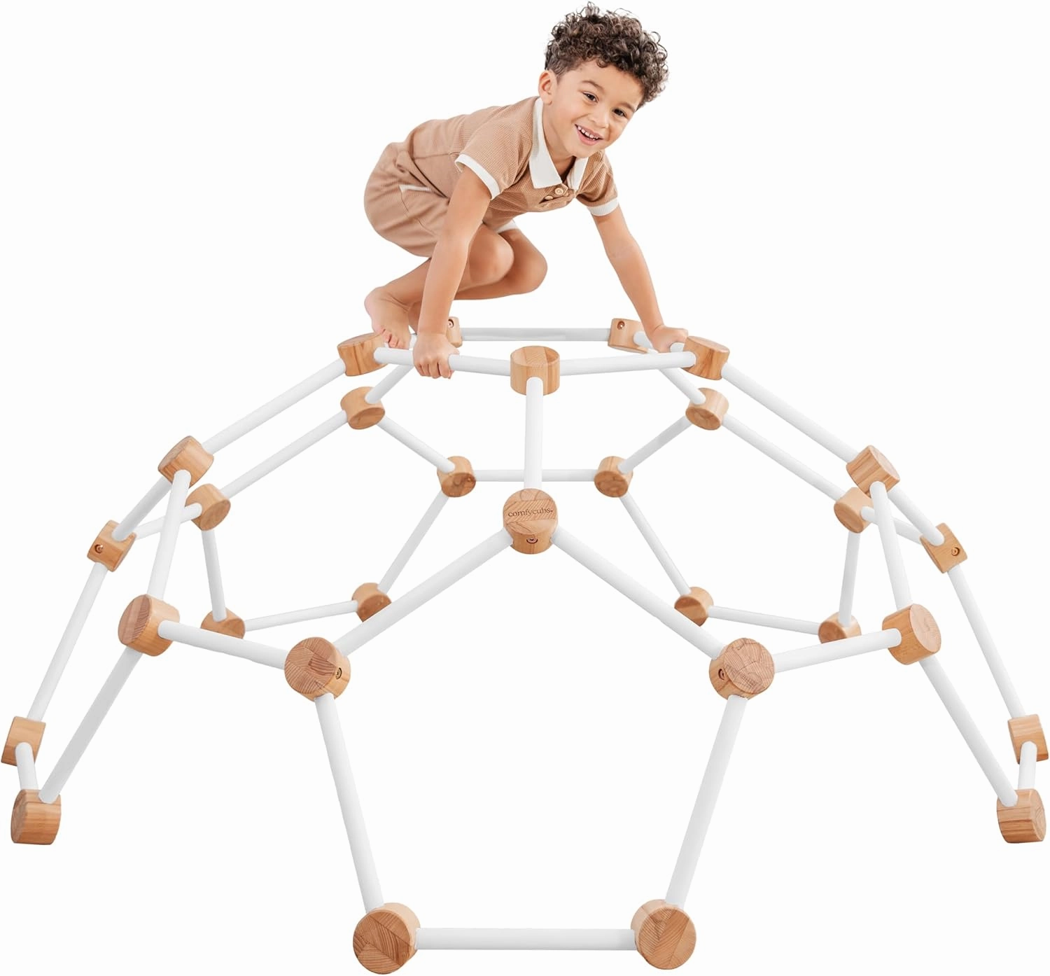Comfy Cubs Wooden Toddler Play Gym for 3-6 Years Old - Montessori Climber for Kids - Safe Climbing Toy Support up to 120 lbs - Easy to Assemble Kids Climber for Active Play - White
