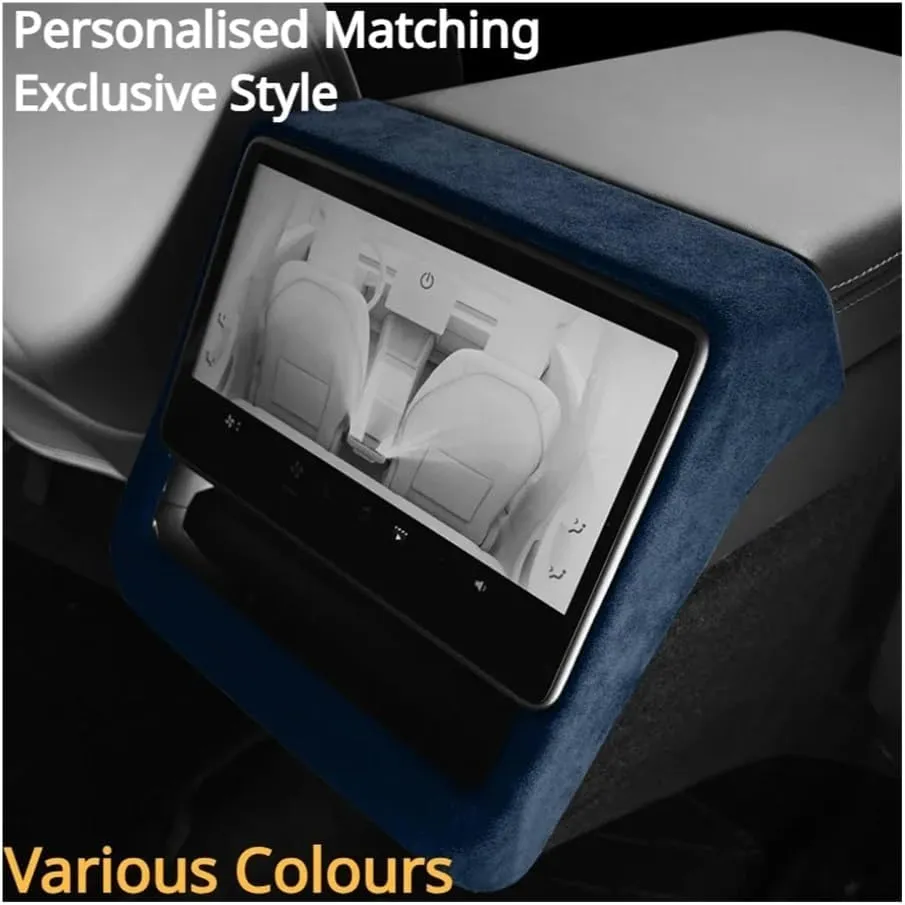Compatible for Tesla New Model 3 Highland 2024 Rear Display Frame Cover Alcantara Suede Decoration Stickers Decal Car Interior Accessories(Orange1)