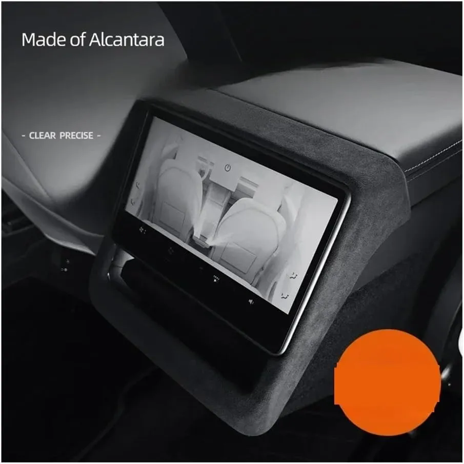 Compatible for Tesla New Model 3 Highland 2024 Rear Display Frame Cover Alcantara Suede Decoration Stickers Decal Car Interior Accessories(Orange1)